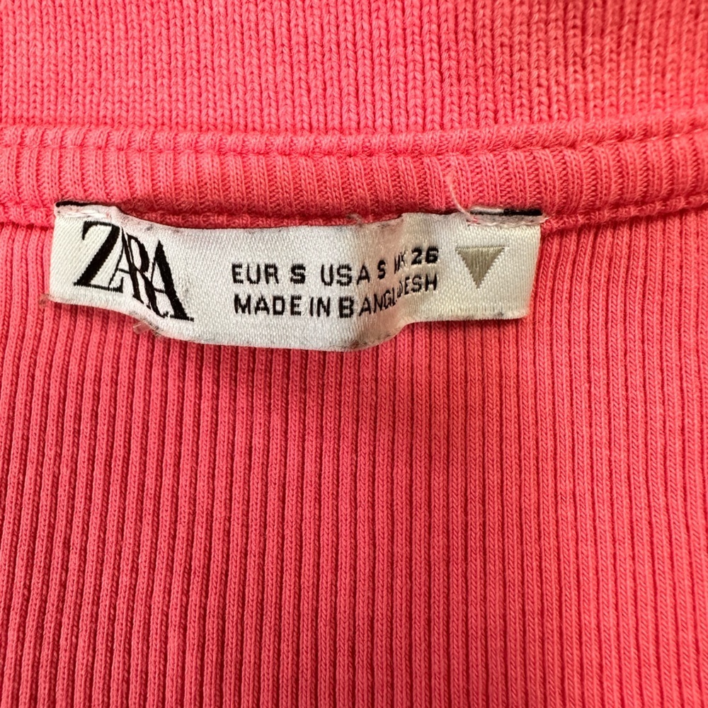 Zara Vibrant Pink Cropped Polo Shirt - Picture 2 of 3